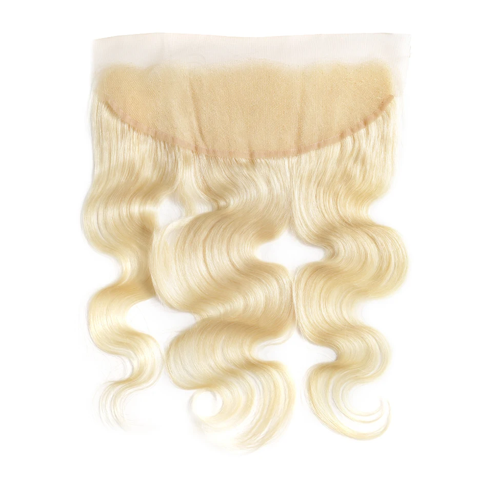 Роза красоты #613 блондинка Синтетический Frontal шнурка волос Синтетическое закрытие волос Средства ухода за кожей волна 13x4 уха до уха