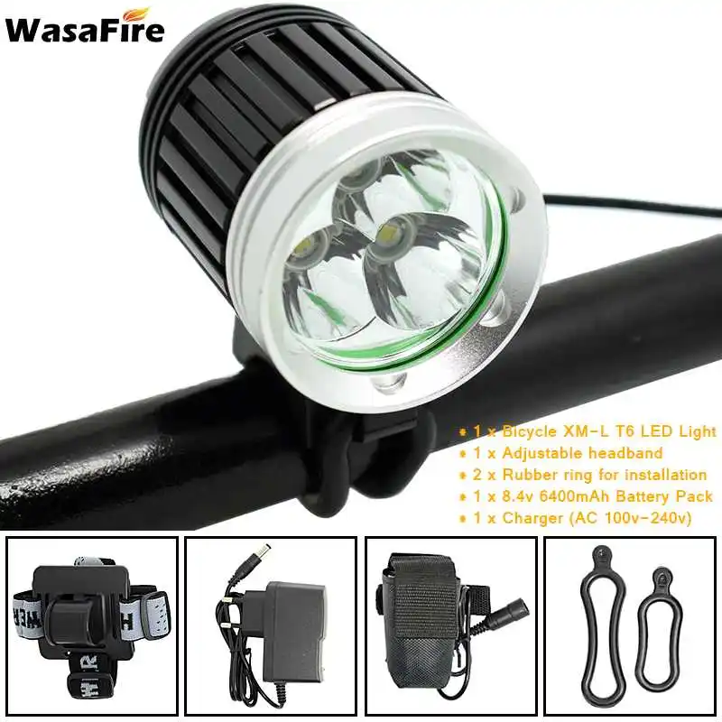 WasaFire 5400 Lumens 3* T6 LED Bicycle Headlight Modes Mountain