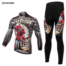 Скелет солдат Велоспорт одежда с длинным рукавом Велоспорт Джерси комплект горный велосипед одежда гоночный Костюмы Ropa Conjunto