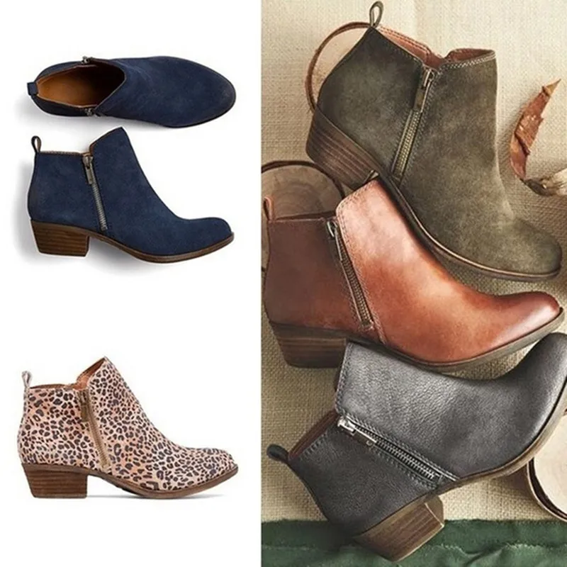 Tangnest Suede Women Boots Spring Low Heel Short Ankle Boots Vintage
Motorcycle Riding Booties High Heels Shoes Woman XWX6905