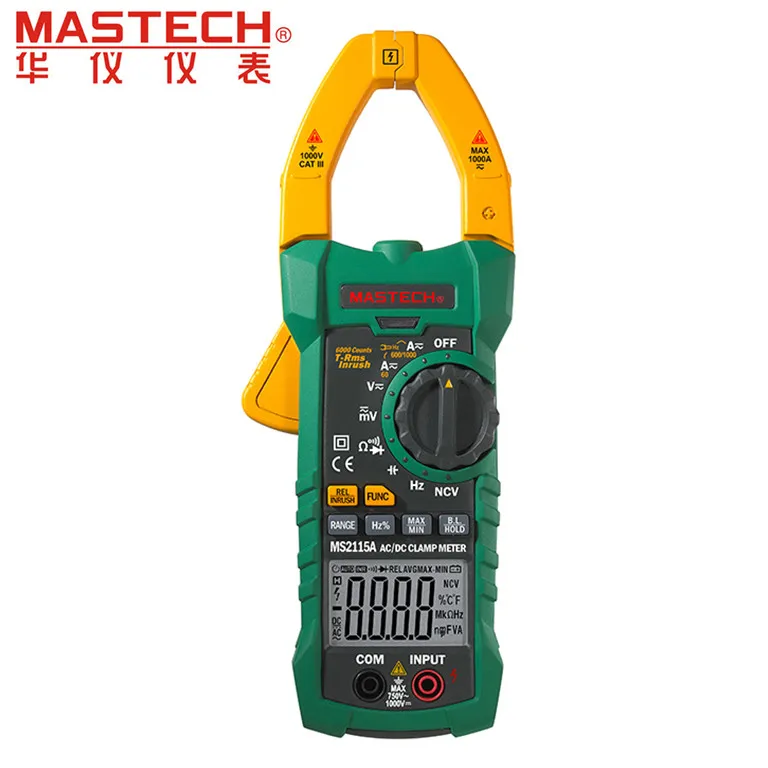 

Mastech MS2115A 6000 Counts True RMS Digital Clamp Meter AC/DC Voltage Current Tester with INRUSH and NCV Measurement