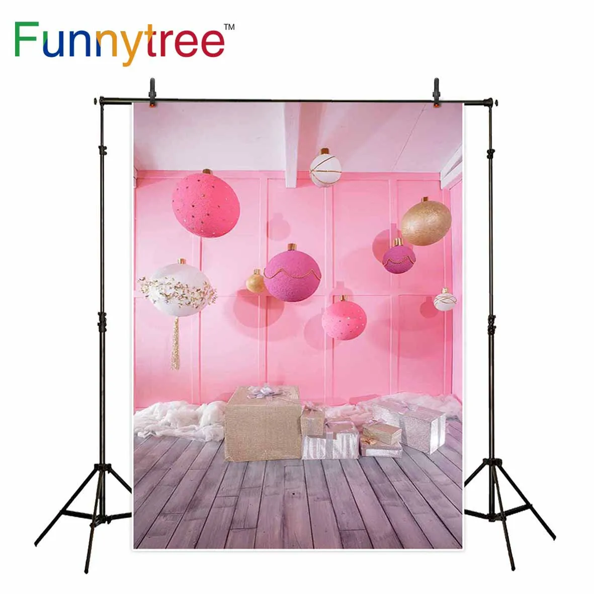 Фотофон Funnytree для фотостудии Рождественский подарок розовый детский деревянный