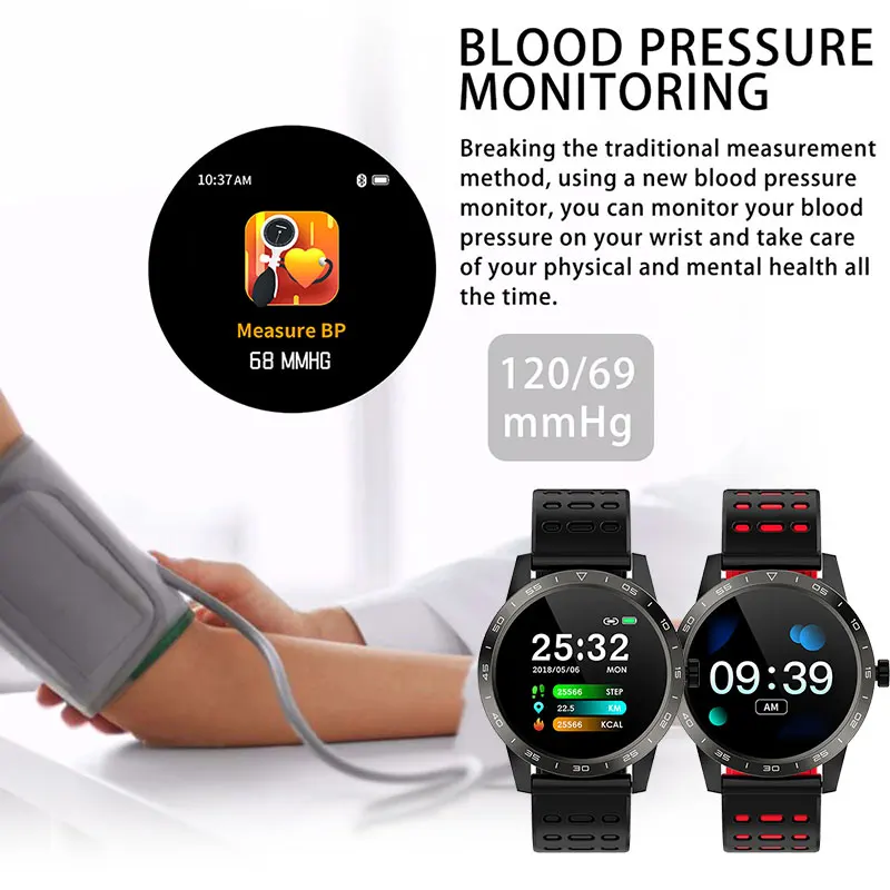 MK06 Bluetooth Smart Watch 1.3 Inch TFT Screen Blood Pressure Heart Rate IP67 Waterproof Fitness Tracker Smart Wristwatch