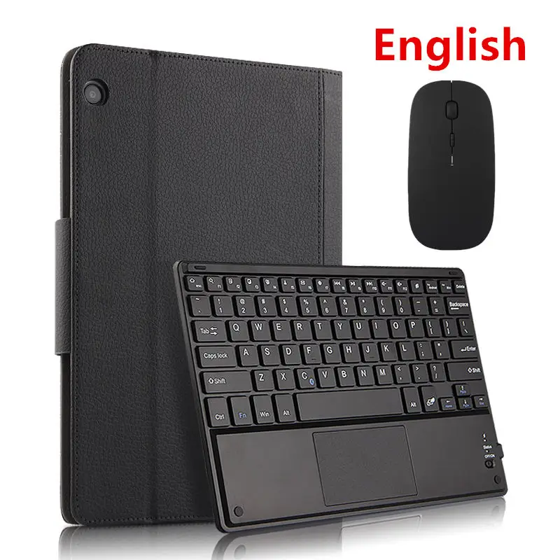 Беспроводной Bluetooth клавиатура для huawei MediaPad M3 lite 10 BAH-L09 BAH-AL00 W09 10," защитный чехол для планшетного ПК из искусственной кожи чехол - Цвет: black mouse English