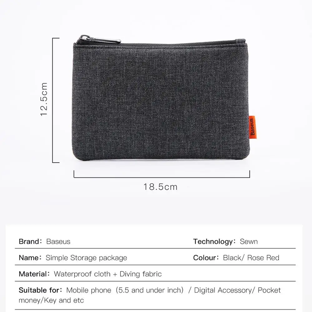 Baseus Portable Mobile Phone Pouch Bag for iPhone Samsung Xiaomi Huawei Bag Case for Cell Phone Accessories Storage Handbag Bag
