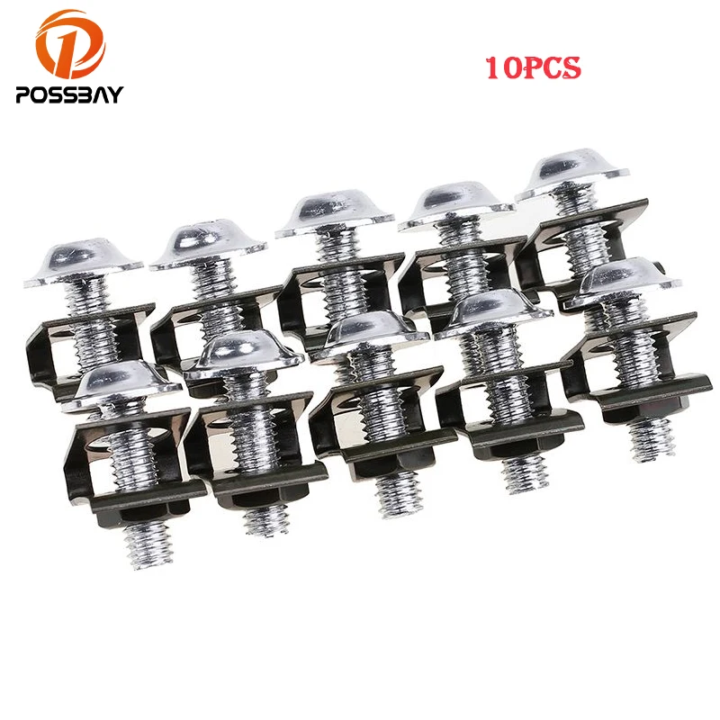 

POSSBAY 10x Top Stainless Motorcycle Fairing Bolts Nuts Motorbike Fairing M6 6mm Panel Bolts Spire Speed Clips Nuts Screw Nut