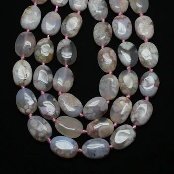 

Natural Pink Cherry Blossom Aga te Oval Loose Beads,Polished Flower Sakura Agates Stone Slab Beads Pendant Necklace Making