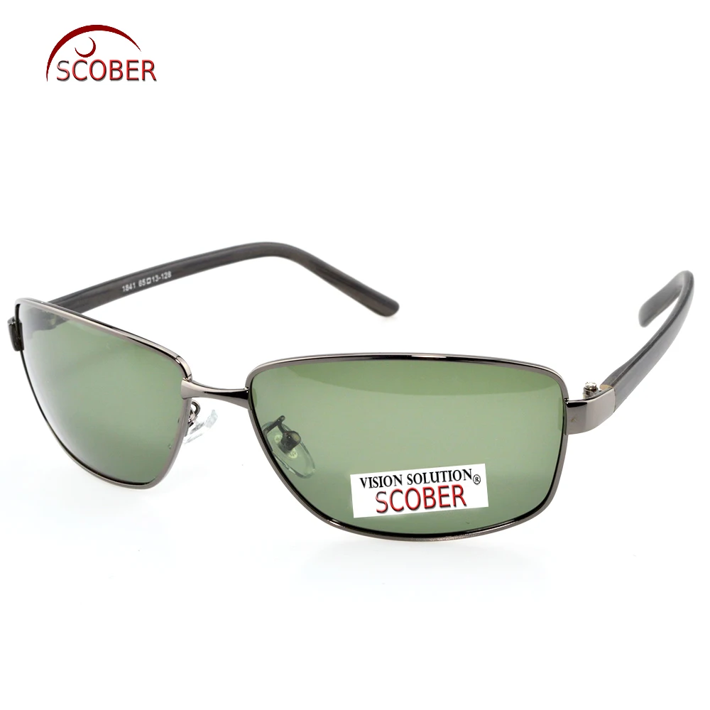

= SCOBER= Nearsighted Minus Prescription Small Gunmetal Frame Wood Grain Tr90 Temple Polarized Sunglasses Custom Made -1 To -6