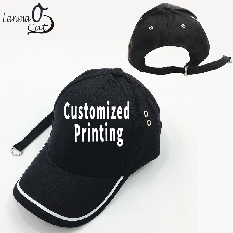 Men Long Strap Letter Print Baseball Cap