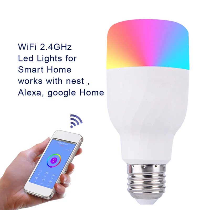 12 W Smart лампы E22/E26/E27 RGB Цвет-изменение светодиодное освещение Wi-Fi лампы для Alexa эхо удаленного Управление/ИК пульт дистанционного Управление