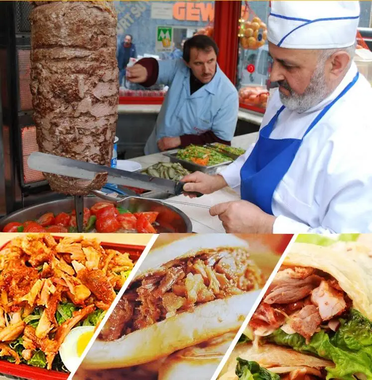 Коммерческое вращение Lpg Донер кебаб машина 3 горелки газовая Gyros Shawarma