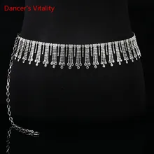 Женская цепочка для танца живота, новая цепочка с кисточкой, бриллиантовая цепь, белый пояс для танцев со стразами