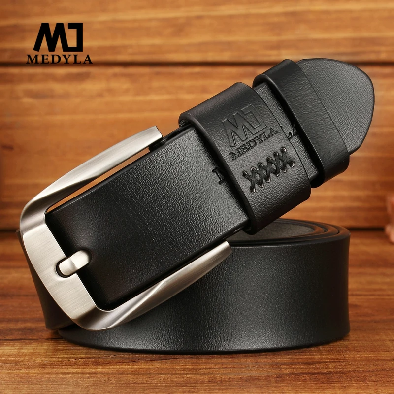

MEDYLA men's natural leather belt exquisite steel buckle men's business casual belt flexible suit belt without interlayer