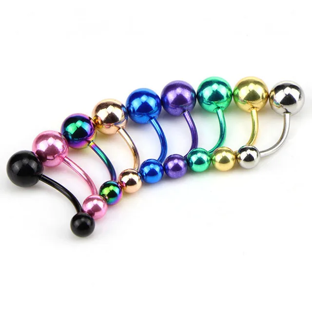 9pcs Color Navel Piercing Ball Belly Button Ring Stainless Steel Belly