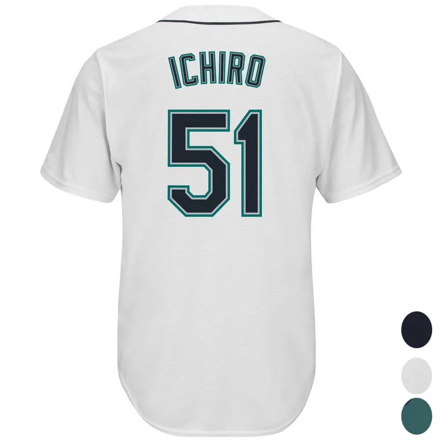 

Men's Seattle 51 Ichiro Suzuki ( White Navy Aqua) Cool Player Jersey