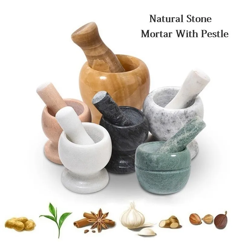 Natural Stone Durable Mortar With Pestle Multipurpose Salt Pepper Mill