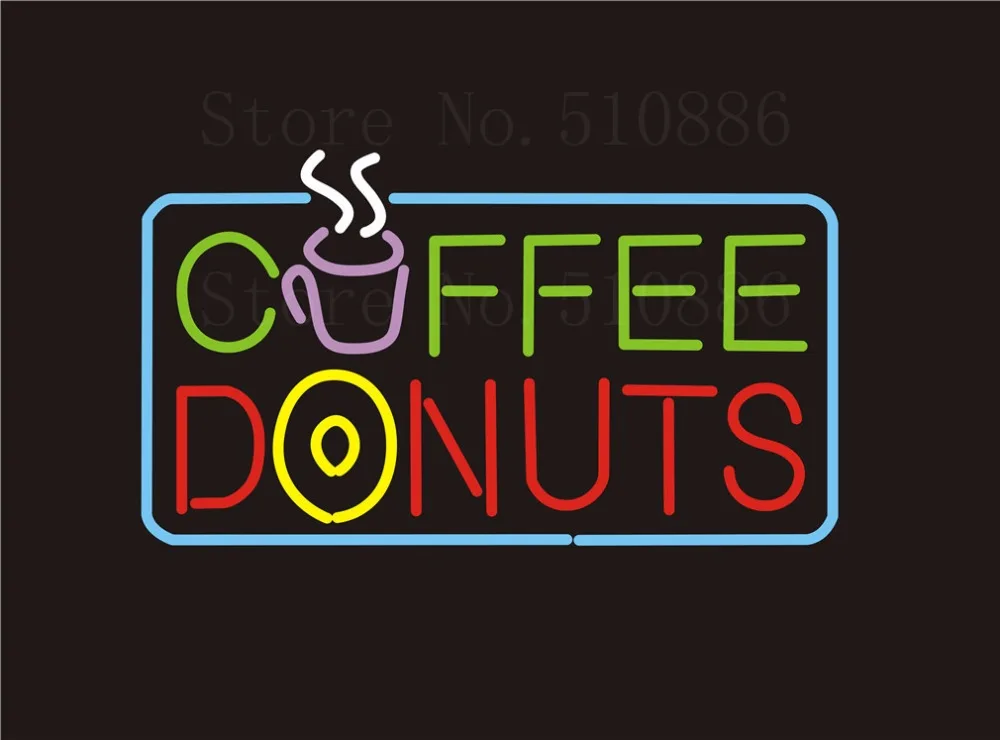 Download Custom Signage NEON SIGNS Coffee Donuts Real GLASS Tube BAR PUB Signboard Display Decorate Store ...