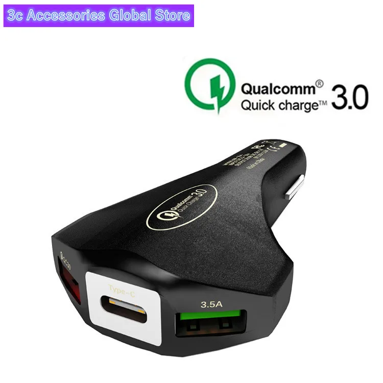 

Car charger Vehicle Charging Intelligent QC3.0 Fast Charging 3usb Vehicle Charging 7A Multifunctional Vehicle Charger