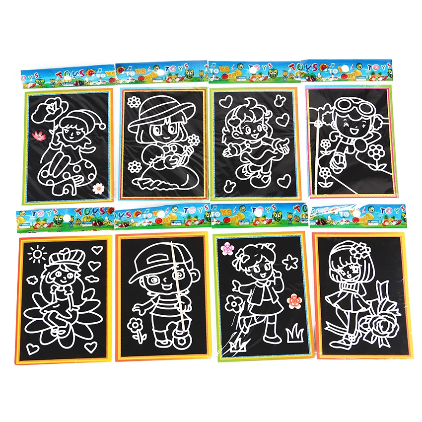 6 шт., 13x9,5 см, детский планшет для рисования с царапинами, карточка для обучения, Обучающая книга для рисования граффити