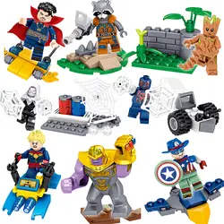 Marvel Мстители: Endgam Super heroes персонаж фильма танос Капитан Америка Фигурки Человека-паука строительные блоки игрушки для детей подарок