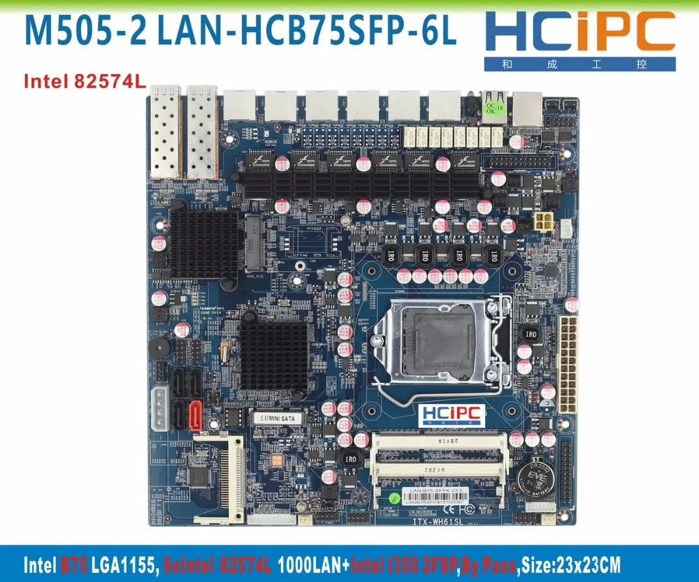 HCiPC M505-2 LAN-HCB75SFP-6L B75 + 82574L 6LAN 2 I350 волоконная LAN By Pass материнская плата брандмауэра 1U