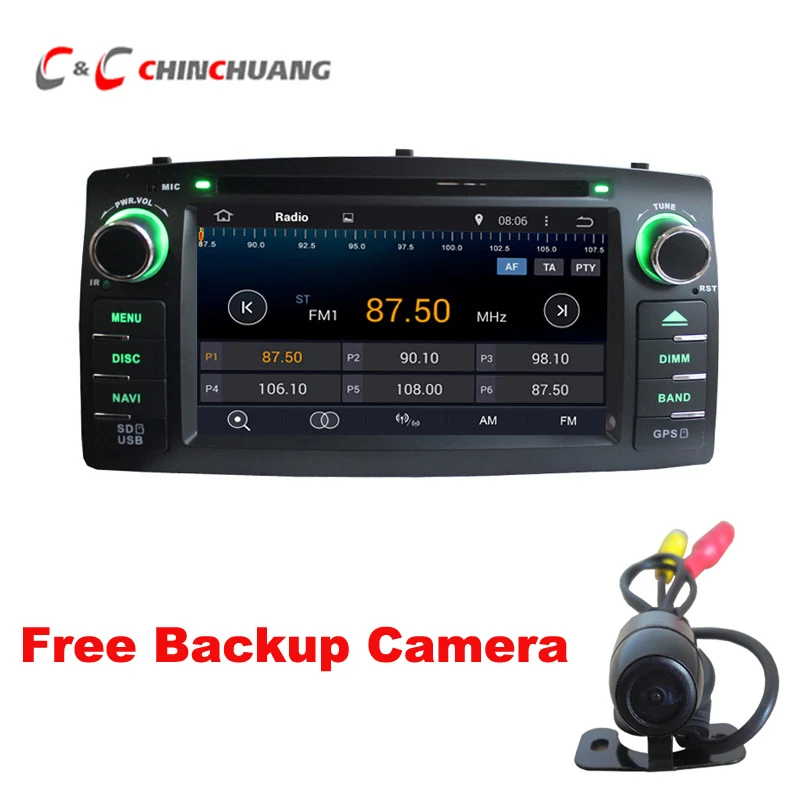 

Free Rearview Camera and Map Card Android 8.1 Car DVD Player GPS for Toyota Corolla E120 BYD F3 Radio Tape Recorder DAB+ 4G WiFi