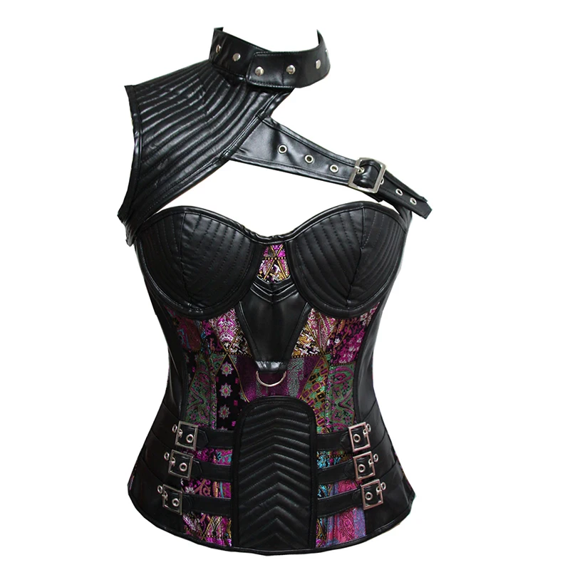 

Steampunk Corsets And Bustiers Slimming Flower Pattern Sexy Purple Corselet Steampunk Burlesque Retro Corset Top Gothic Clothing