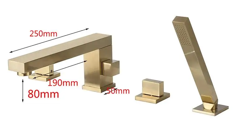 Золотая щетка для ванны, для душа, для ванны, набор для душа, смеситель с клапаном, 2 функции, наполнитель для ванны, смесители, горячий и холодный душ для ванной