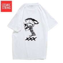 COSMIC STRING, хлопок, xxxtentacion, крутая Мужская футболка с принтом черепа, повседневная мужская футболка с коротким рукавом и круглым вырезом, футболки