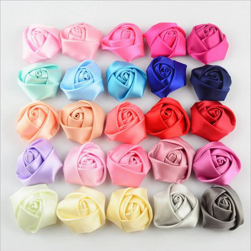 

5Pcs/lot DIY Hand Made DIA 3.5CM Satin Rose Artificial Ribbon Flower For Make Bridal Bridesmaid Wedding Bouquet Decoration