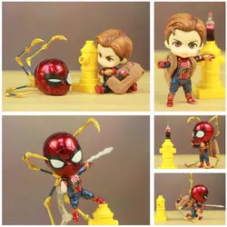 Marvel Мстители Милый Железный человек паук 10 см фигурку Q том Холланд Бесконечная война Endgame игрушечные лошадки кукла ко Nendoroid 1037