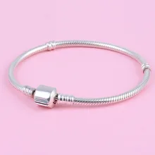 100% Plata Esterlina 925 Cadena de La Serpiente Europea Charm Bracelet Fit Encantos de DIY Que Hace