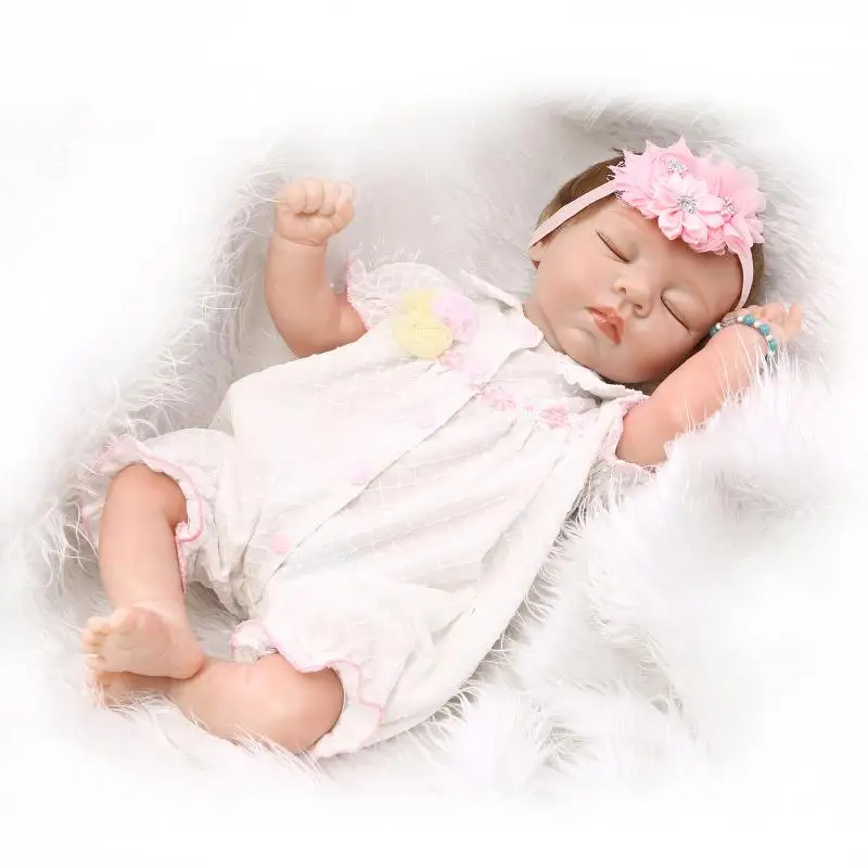 Реалистичный Bebes reborn Девочка Спящая кукла 52 см половинчатое тело силиконовые baby