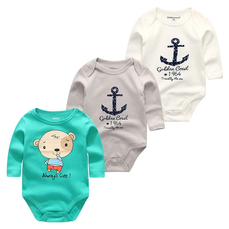 3 шт./лот одежда для малышей комбинезон новорожденный инфантил одежда roupas de bebe с длинными рукавами костюмы для малышей Детские пижамы сдельник для ребенка - Цвет: Baby Boy Clothes