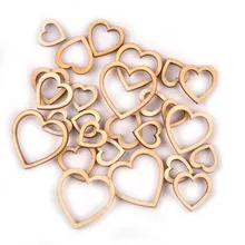 50 шт Смешанное пустое сердце деревянная отделка DIY скрапбук для рукоделия аксессуары для дома деревянные изделия орнаменты 30-50 мм M2148