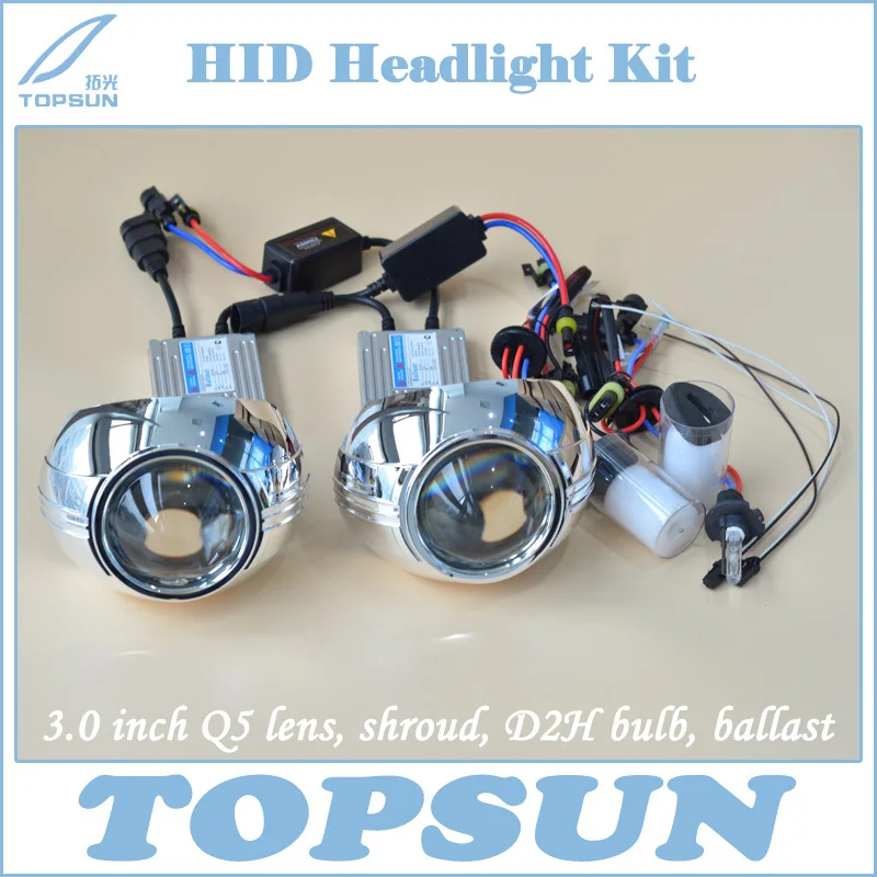 Car Light Kit H4 Projector Lens 3 Inch Q5 Koito Bixenon, 35W Cnlight HID Xenon Bulb D2H, Ballast and Lens Cover Car Light Kit H4 Projector Lens 3 Inch Q5 Koito Bixenon, 35W Cnlight HID Xenon Bulb D2H, Ballast and Lens Cover