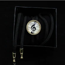 Ковбойский галстук «боло» Для женщин Модные украшения черного цвета с завязками на шее, одежда для офиса, аксессуары для одежды музыки G-колье с кулоном в форме басового ключа Галстуки