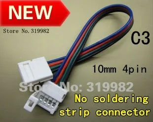 

200pcs/lot (NO: C3) 10mm 4pin for 5050 RGB strip , free soldering with wire double connector for strip jointing, free shipping!