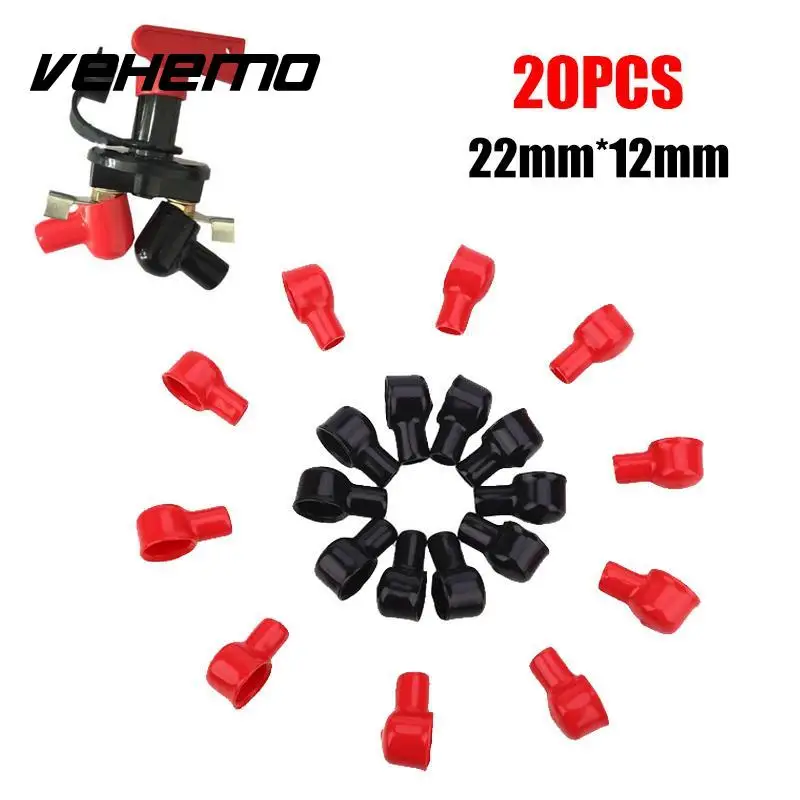 

Vehemo Vehemo 20Pcs Pipe Shaped Rubber Black Red Battery Terminal Connecter Boots Insulating Cover Sleeve Tool Kits