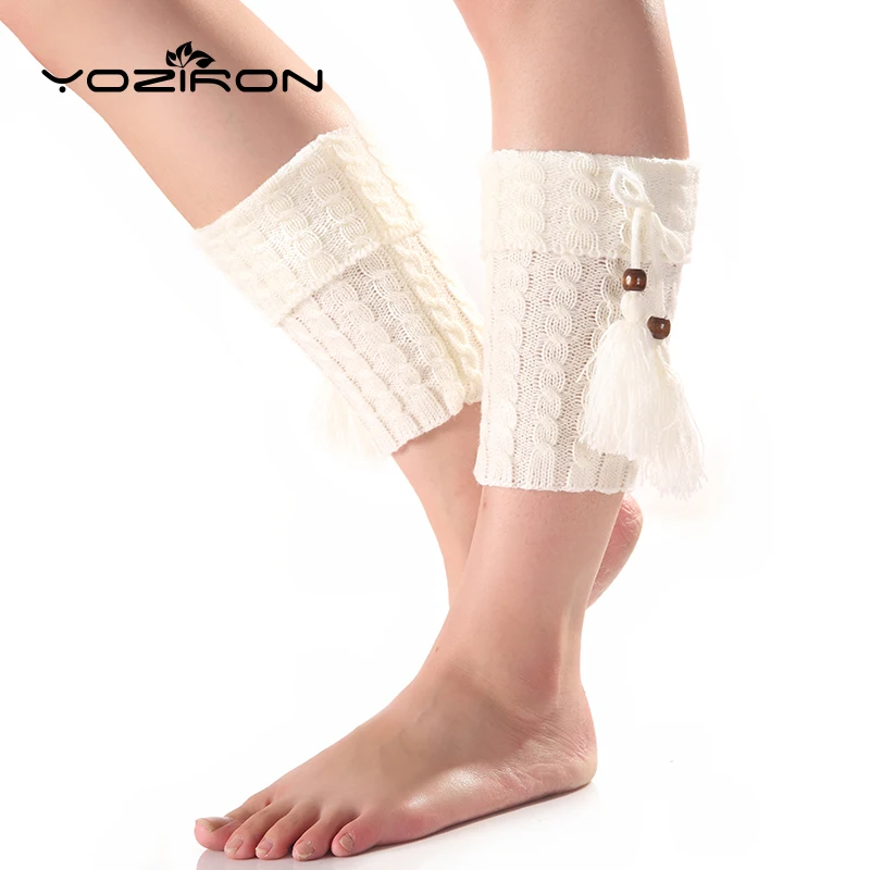 YOZIRON Casual Tassel Short Knitted Leg Warmers Girls Acrylic Winter
