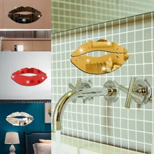 Red Lips kiss crystal Acrylic Mirror Wall Sticker 3D wall sticker Wall Decal Home Decor home decoration Shower bathroom
