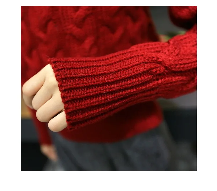 Retro Style Thick Line O-Neck Pullover Short Sweater Women Girl Spring 2016 (9)