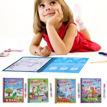 Reuse Water Paint Coloring Book with Magic Doodle Pen Magic Water Drawing Book Kids Animals Drawing
