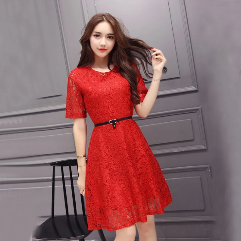 Vestido elegante ahuecado de encaje para mujeres Vintage de manga vestido corto Sexy vestido Harajuku Vestidos Verano 2019 Vestidos| - AliExpress