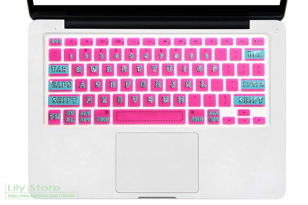 

Big Font Green in Rose Keyboard Cover Silicone Skin for MacBook Air 13.3 for MacBook Pro 13 15 with or w/out Retina
