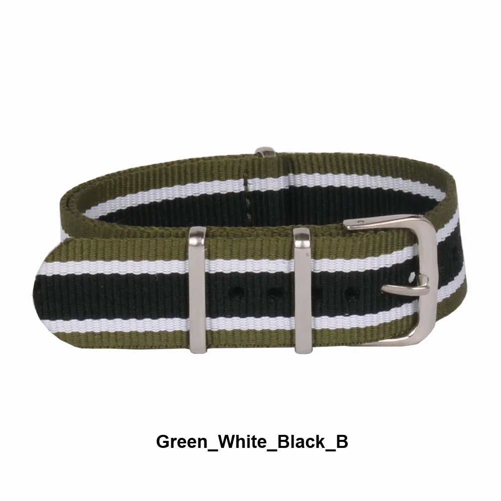 Wholesale 20 mm Black Army Green Military Sport Nato Woven Fiber watchband 20mm Nylon Watch Straps Wristwatch Band Buckle fabric
