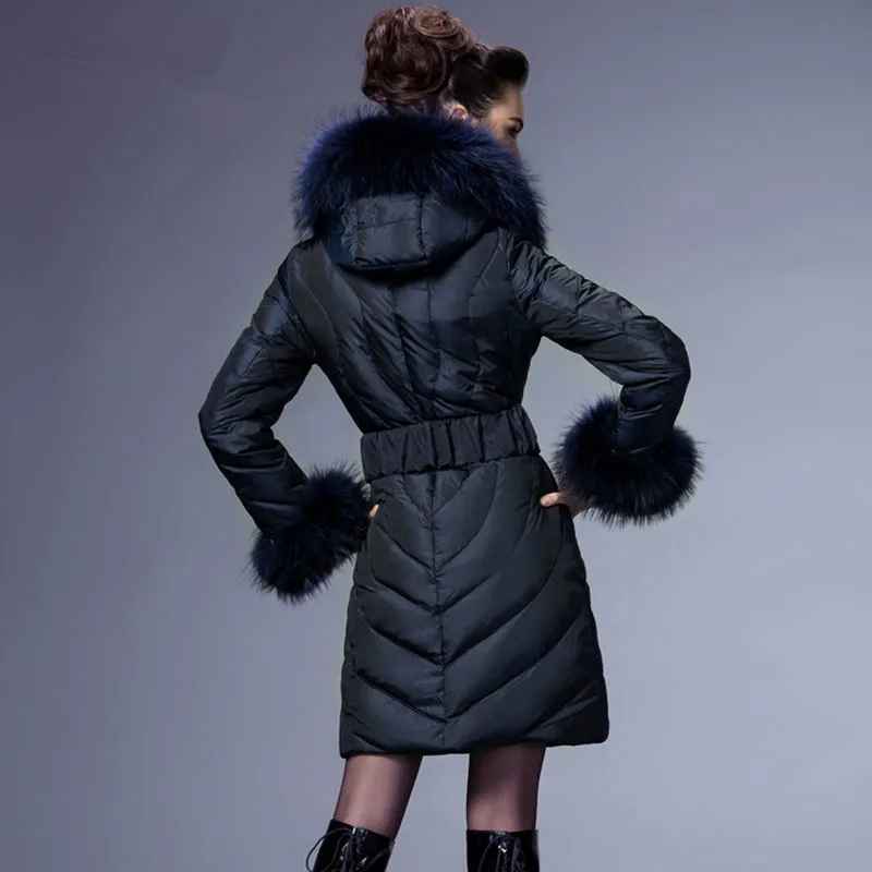 Collier Longue Duvet Canard 2018 Luxe Veste Chaud Blanc Laveur Pour Black Mince D'hiver Fourrure Ayunsue Réel Manteau Femmes Bas Raton dark Vers Blue Yq882 Gray Fur Le Épais De Vestes qOE166nRx
