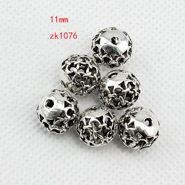 5/10 Antique Tibetan Silver Round Shaped Hollow Charm Bracelet Spacer Beads 10MM 