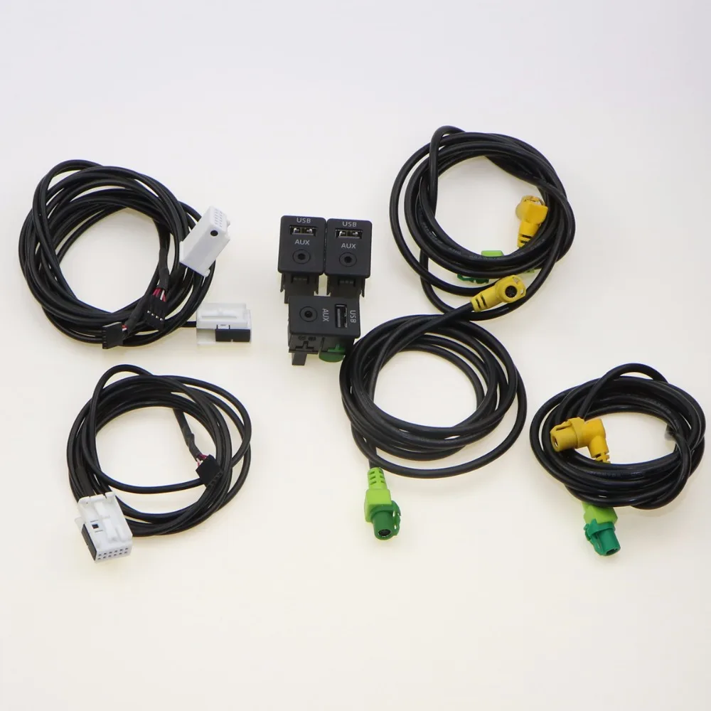 

3Set Car AUX & USB Switch Plug Adapter Cable Harness Pigtail For VW CC 2009-2013 Tiguan Passat B6 B7 3CD 035 249 A 3CD035249A