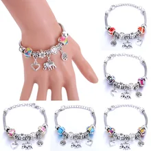 Love Tree of Life браслет в форме слона ювелирные изделия 6 цветов Серебряный браслет-цепочка змея браслет из бисера Подходит для ювелирных изделий